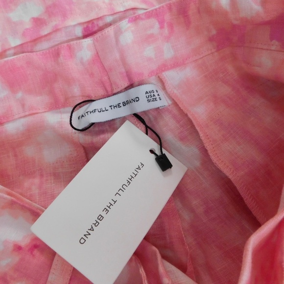 NWT!! Faithfull The Brand REVOLVE Les Deux Shorts Pink Roos Tie Dye Linen Size 4 - Picture 12 of 16